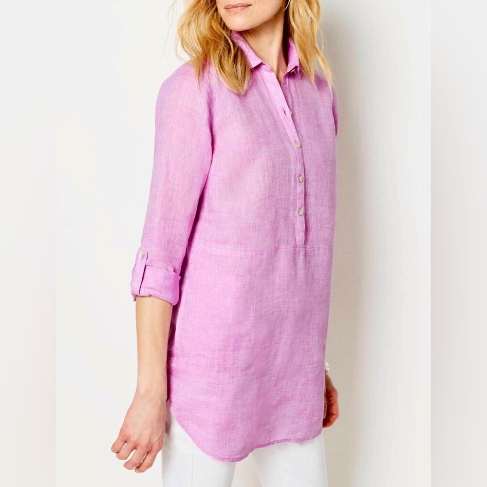 J. Jill Love Linen Tunic Top 100% Linen Women’s Size XS -Petunia